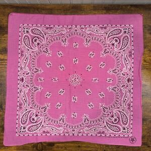 Vintage Wamcraft Pink Paisley Bandana Scarf Western Cowgirl Cotton Made In USA